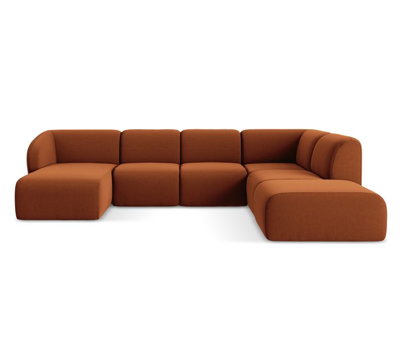 Canapé Panoramique 5 Places Droit Lani En Velours Terre Cuite