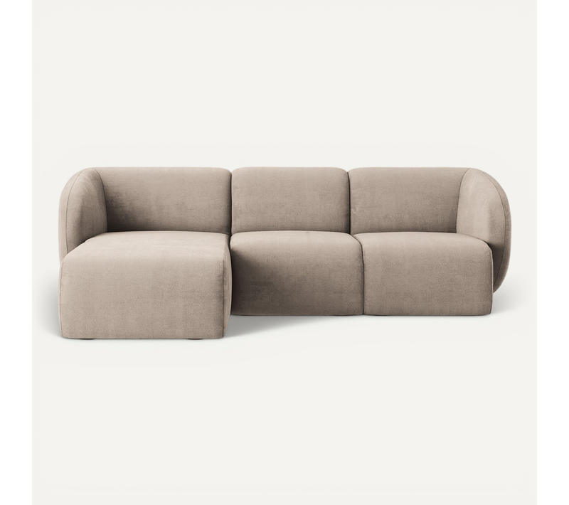 Canapé D'angle 3 Places Modulaire Gauche Lani En Tissu Chenille Beige Foncé