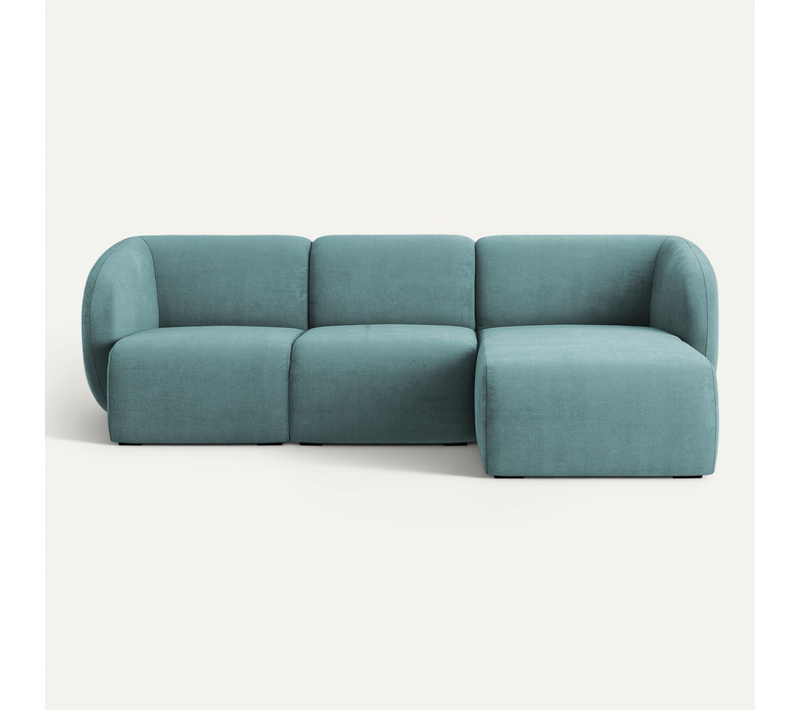 Canapé D'angle 3 Places Modulaire Droit Lani En Tissu Chenille Jeans