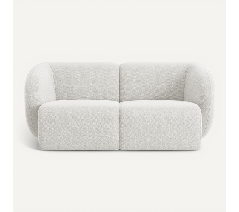 Canapé Modulable 2 Places Lani En Tissu Bouclette Blanc