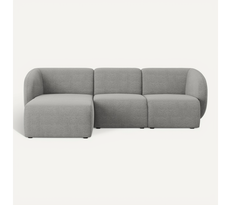Canapé D'angle 3 Places Modulaire Gauche Lani En Tissu Bouclette Gris Clair