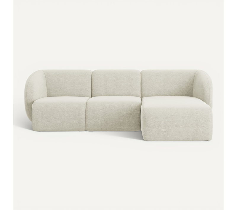 Canapé D'angle 3 Places Modulaire Droit Lani En Tissu Bouclette Sable