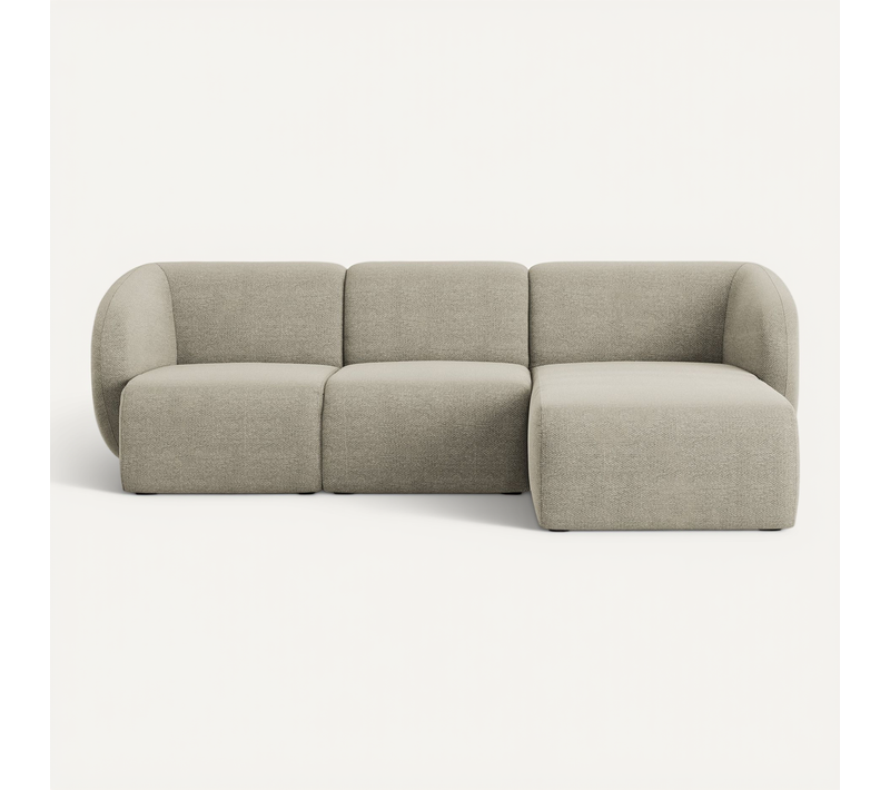 Canapé D'angle 3 Places Modulaire Droit Lani En Tissu Bouclette Taupe