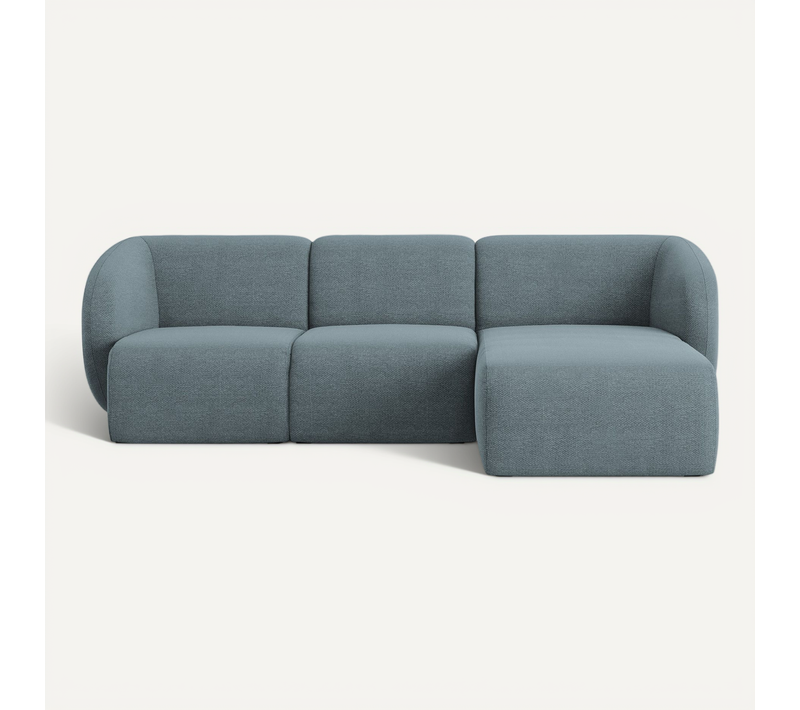 Canapé D'angle 3 Places Modulaire Droit Lani En Tissu Bouclette Jeans