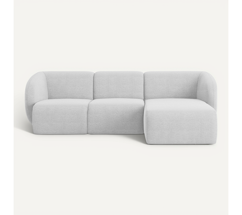 Canapé D'angle 3 Places Modulaire Droit Lani En Tissu Bouclette Argent