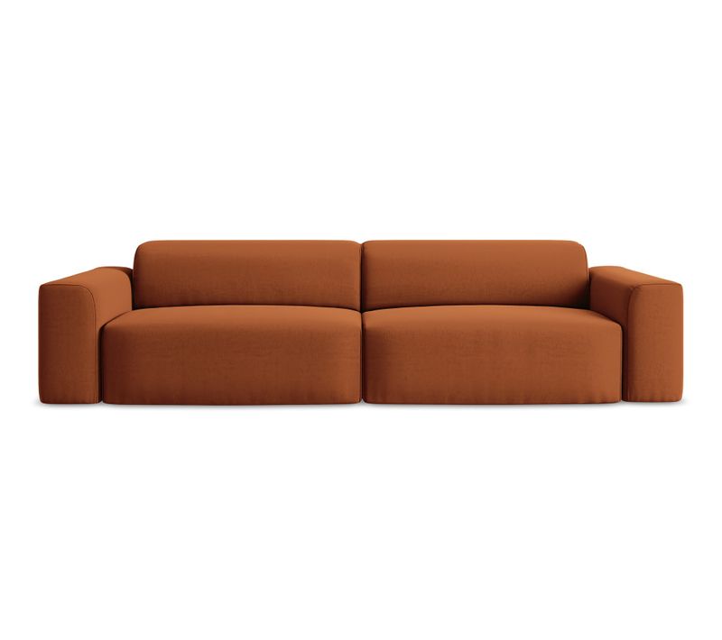 Canapé Modulable 4 Places Keli En Velours Terre Cuite
