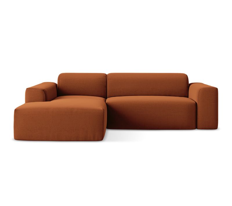 Canapé D'angle 3 Places Modulaire Gauche Keli En Velours Terre Cuite