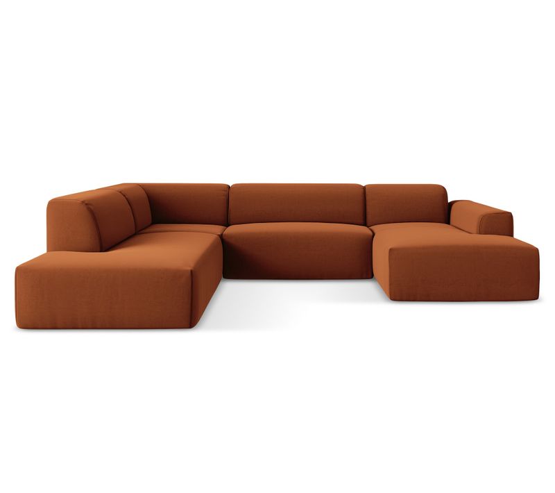 Canapé Panoramique 5 Places Gauche Keli En Velours Terre Cuite