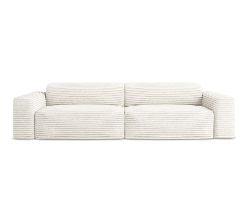 Canapé Modulable 4 Places Keli En Velours Côtelé Beige Clair