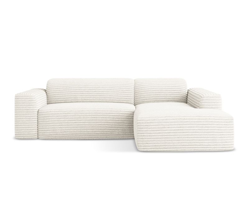 Canapé D'angle 3 Places Modulaire Droit Keli En Velours Côtelé Beige Clair