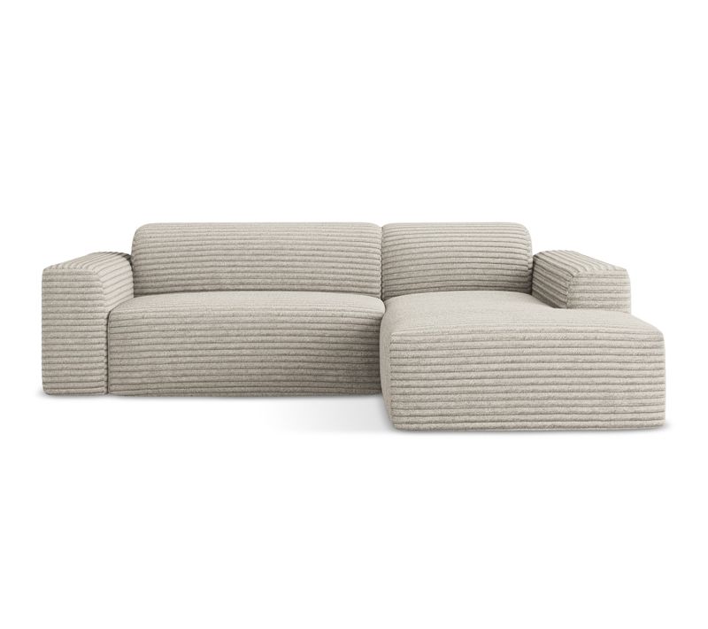 Canapé D'angle 3 Places Modulaire Droit Keli En Velours Côtelé Beige Foncé