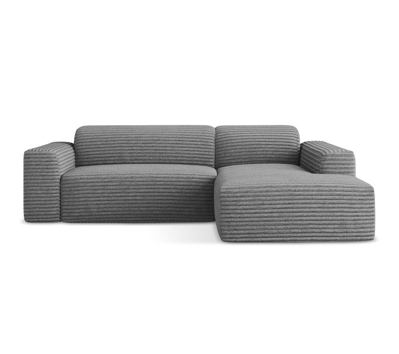 Canapé D'angle 3 Places Modulaire Droit Keli En Velours Côtelé Gris Foncé