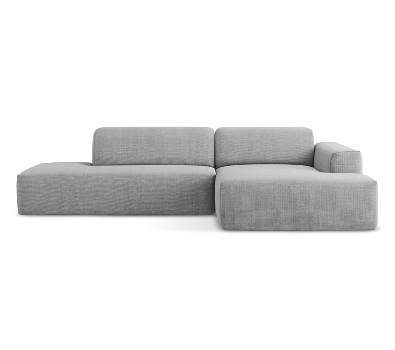 Canapé D'angle 3 Places Modulaire Gauche Keli En Tissu Texturé Gris Clair