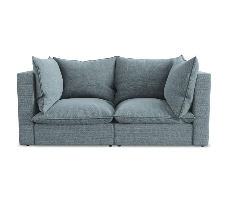 Canapé Modulable 2 Places Manao En Tissu Bouclette Jeans