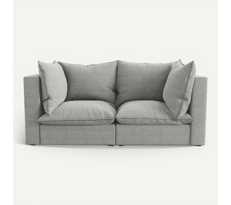 Canapé Modulable 2 Places Manao En Tissu Bouclette Gris Clair