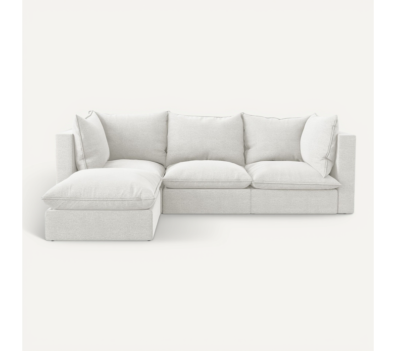 Canapé D'angle 3 Places Modulaire Gauche Manao En Tissu Bouclette Blanc