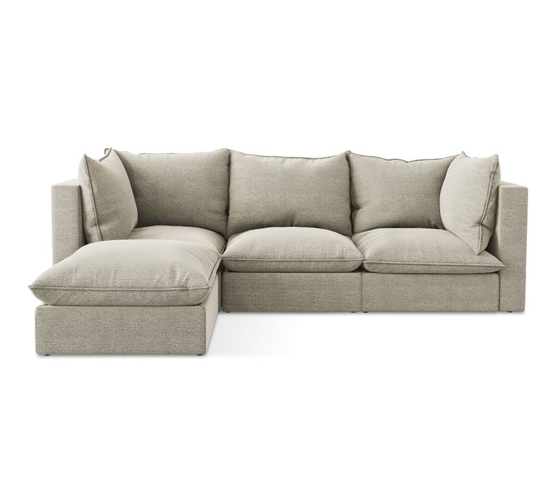 Canapé D'angle 3 Places Modulaire Gauche Manao En Tissu Bouclette Taupe