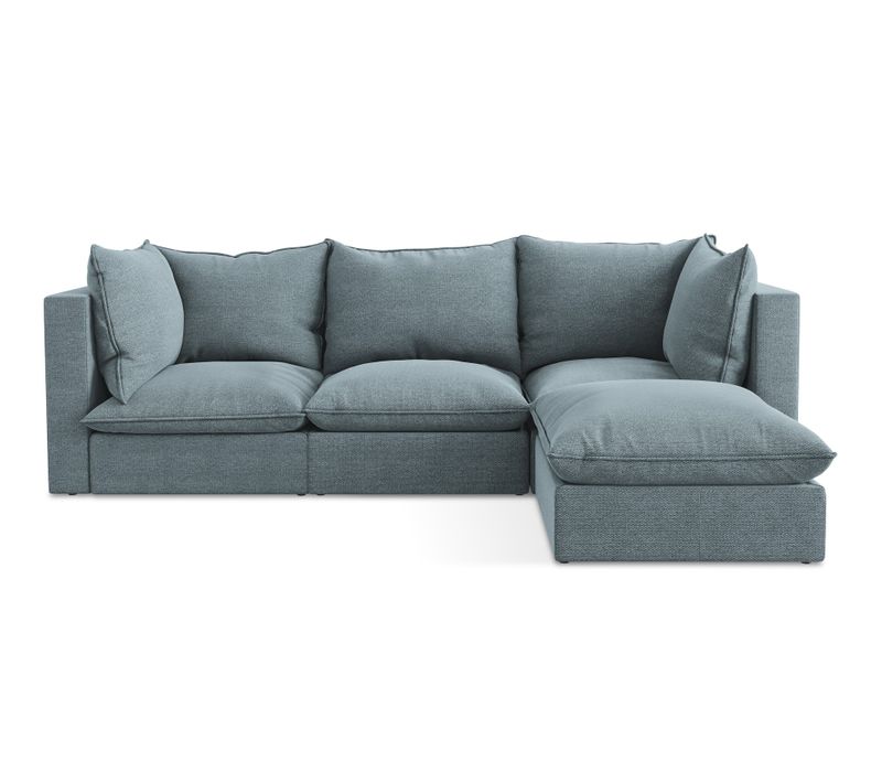 Canapé D'angle 3 Places Modulaire Droit Manao En Tissu Bouclette Jeans