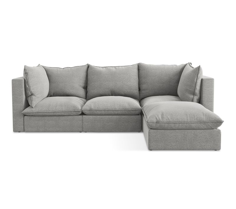 Canapé D'angle 3 Places Modulaire Droit Manao En Tissu Bouclette Gris Clair