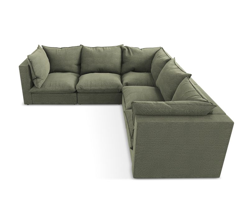 Canapé D'angle 4 Places Modulaire Manao En Tissu Bouclette Olive