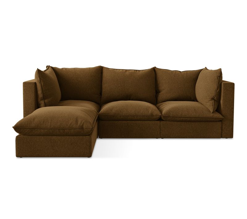 Canapé D'angle 3 Places Modulaire Gauche Manao En Velours Moutarde