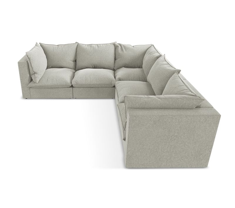 Canapé D'angle 4 Places Modulaire Manao En Velours Gris Clair