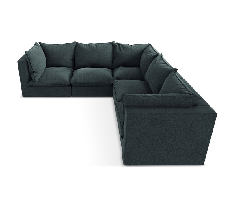 Canapé D'angle 4 Places Modulaire Manao En Velours Marin