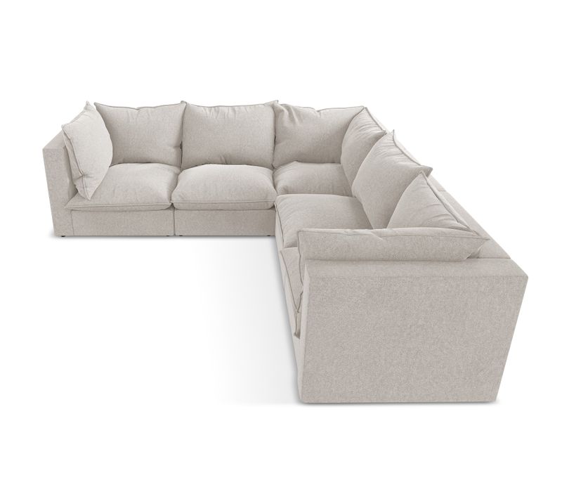 Canapé D'angle 4 Places Modulaire Manao En Velours Beige Clair