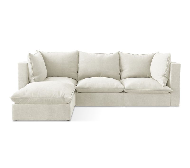 Canapé D'angle 3 Places Modulaire Gauche Manao En Tissu Texturé Beige