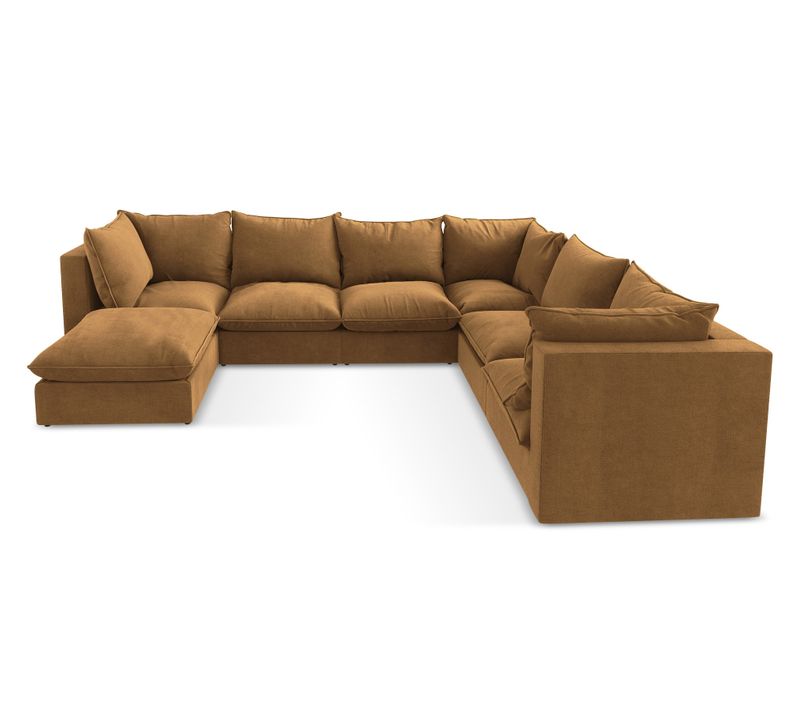 Canapé Panoramique 5 Places Modulaire Manao En Tissu Texturé Terre Cuite