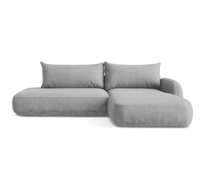 Canapé D'angle Droit Convertible Hale En Tissu Chenille Gris Clair