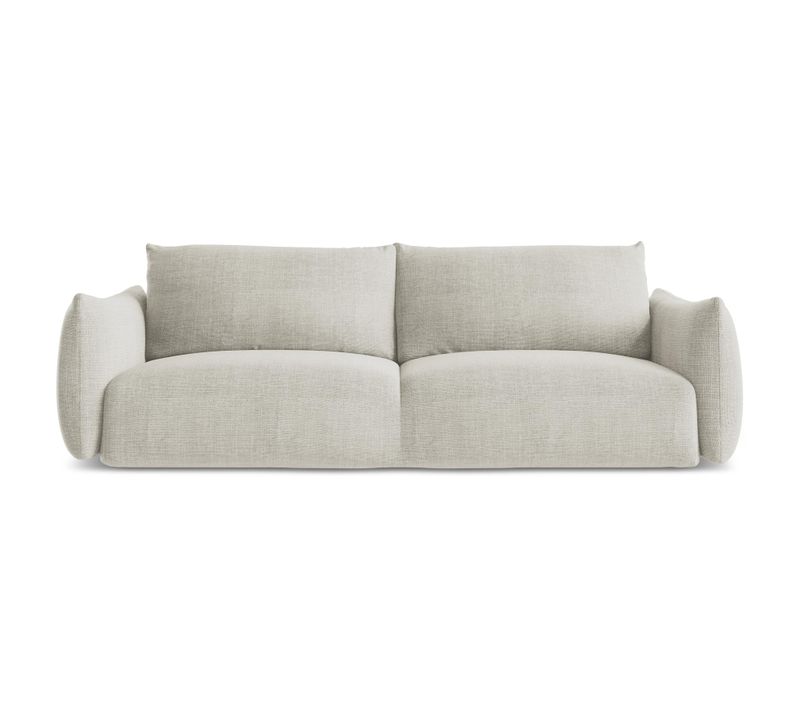 Canapé 3 Places Convertible Leila En Tissu Texturé Beige Clair