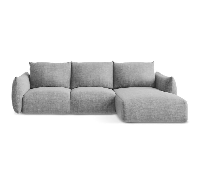 Canapé D'angle Droit Convertible Leila En Tissu Texturé Gris Clair