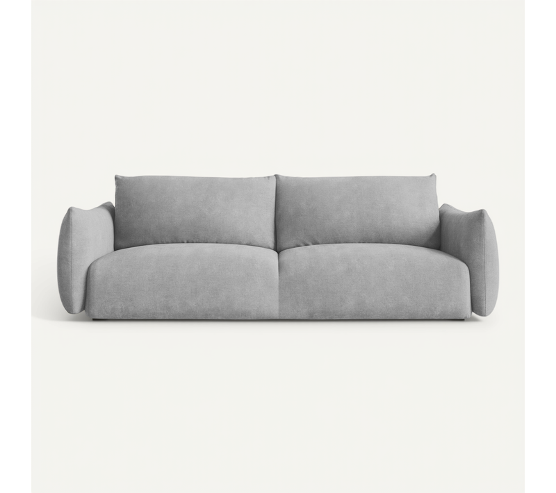 Canapé 3 Places Convertible Leila En Tissu Chenille Gris Clair
