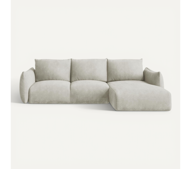Canapé D'angle Droit Convertible Leila En Tissu Chenille Perle