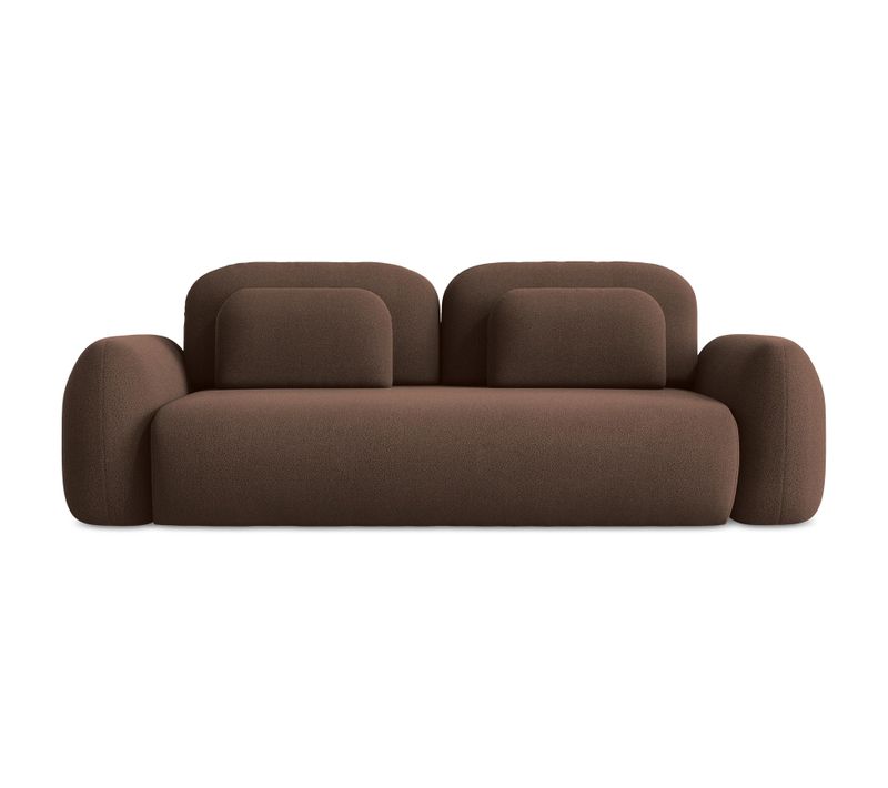 Canapé 3 Places Convertible Lohi En Tissu Bouclette Taupe