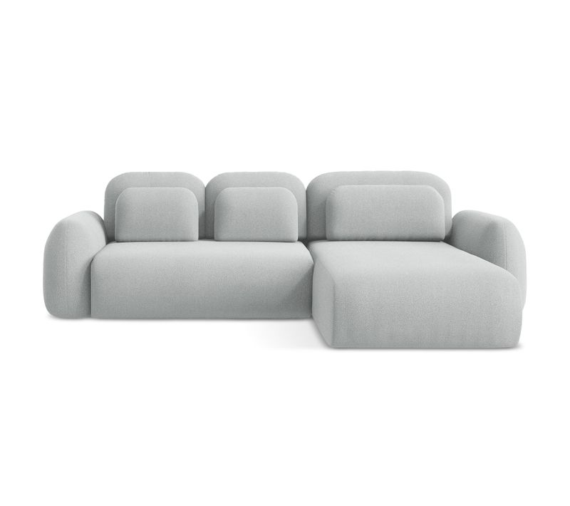 Canapé D'angle Droit Convertible Lohi En Tissu Bouclette Gris Clair