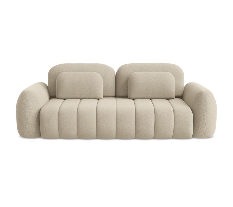 Canapé 3 Places Convertible Pele En Tissu Bouclette Beige Foncé