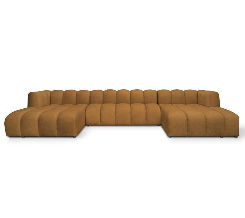 Canapé Panoramique 4 Places Modulaire Maka En Tissu Chenille Moutarde