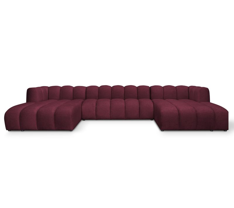 Canapé Panoramique 4 Places Modulaire Maka En Tissu Chenille Bourgogne