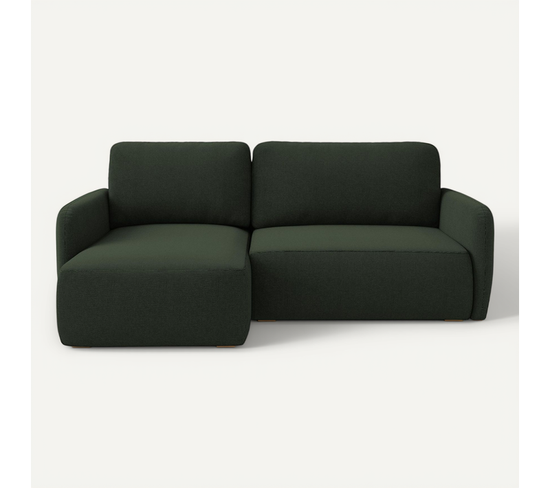 Canapé D’angle 2 Places Gauche Convertible Lilo En Tissu Texturé Bouteille Verte
