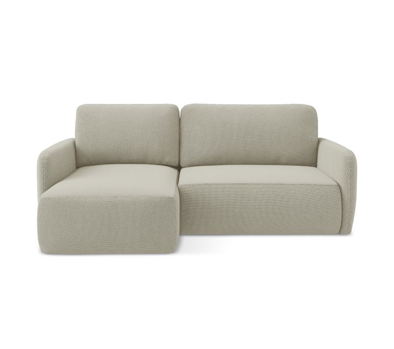 Canapé D’angle 2 Places Gauche Convertible Lilo En Tissu Texturé Beige Clair