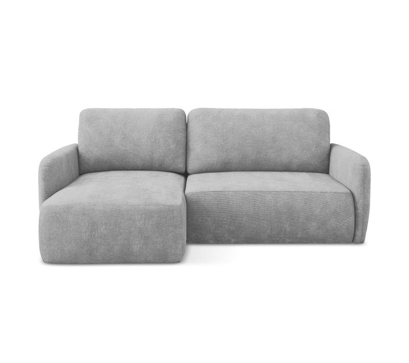 Canapé D’angle 2 Places Gauche Convertible Lilo En Tissu Chenille Gris Clair