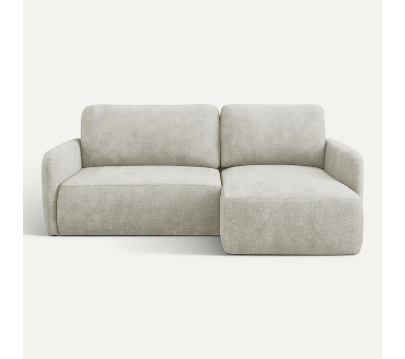 Canapé D'angle Droit Convertible Lilo En Tissu Chenille Perle