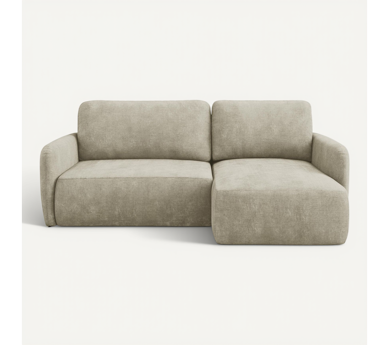 Canapé D'angle Droit Convertible Lilo En Tissu Chenille Beige