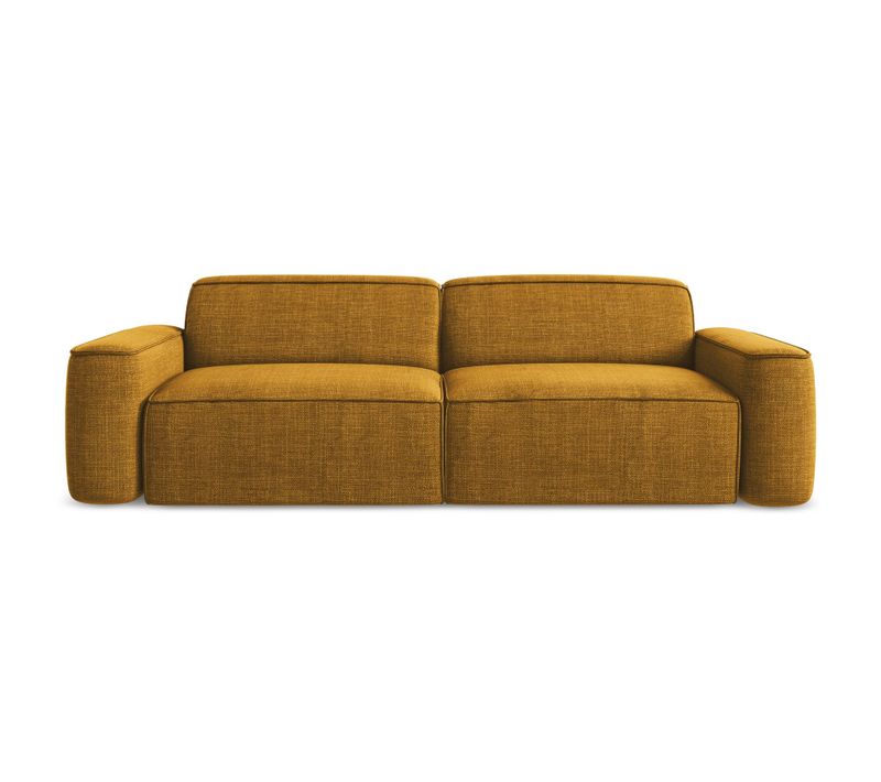 Canapé Modulable 4 Places Omao En Tissu Texturé Moutarde