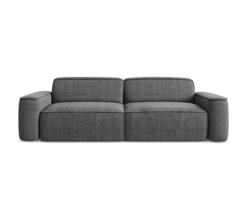 Canapé Modulable 4 Places Omao En Tissu Texturé Gris Foncé