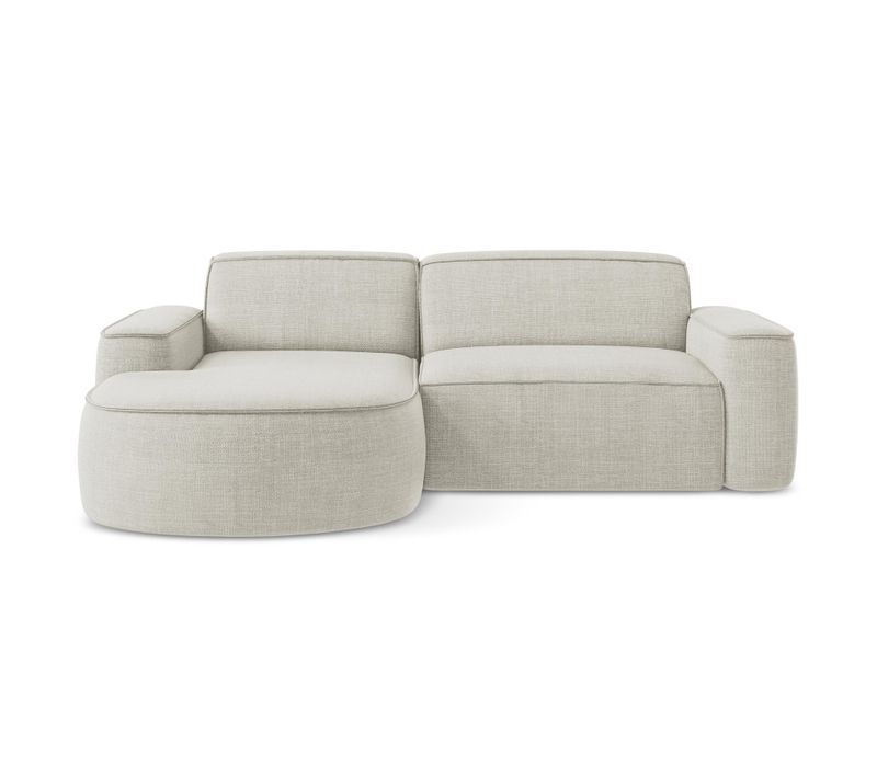 Canapé D'angle 2,5 Places Modulaire Gauche Omao En Tissu Texturé Beige Clair