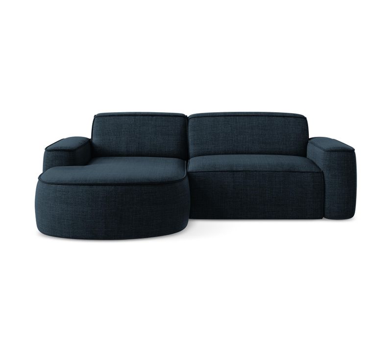 Canapé D'angle 2,5 Places Modulaire Gauche Omao En Tissu Texturé Bleu Royal