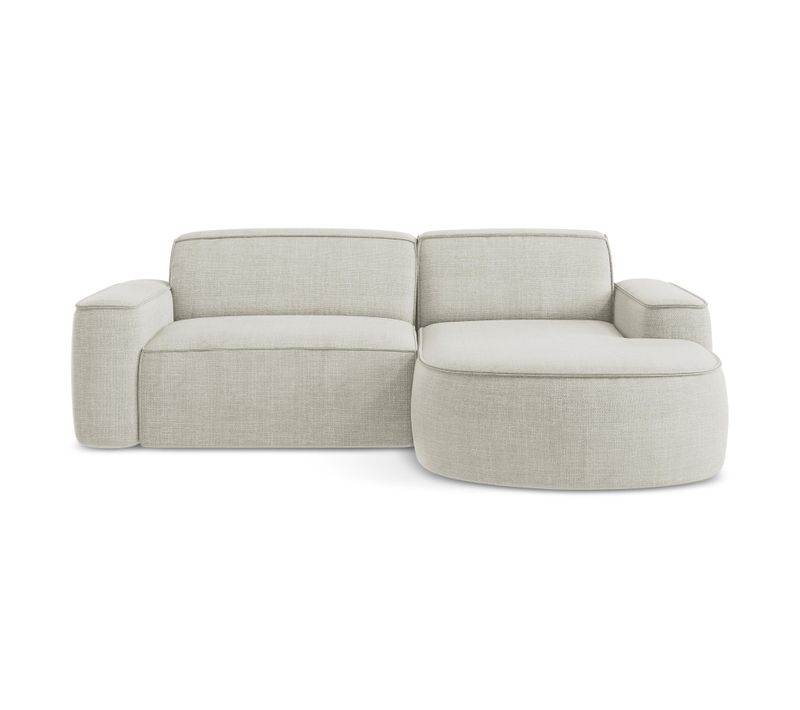 Canapé D'angle 2,5 Places Modulaire Droit Omao En Tissu Texturé Beige Clair